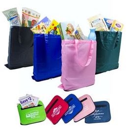 Custom Zip-It Shopper, Folding Shopping Bag, 9" W x 14" H x 3 7/8" D