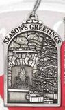 Custom Full Size Stock Design Season's Greetings Pewter Ornament (Christmas Tree/ Hearth)