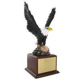 Custom Hand Painted Resin Eagle on Wood Base w/2" Insert Space (17")