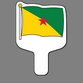 Custom Hand Held Fan W/ Full Color Flag Of French Guiana, 7 1/2" W x 11" H