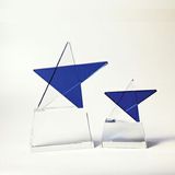 Custom Crystal Blue Star Award, Large Size (Sandblasted), 8.5