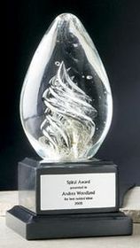 Custom Gold Dust Spiral Glass Award (4")