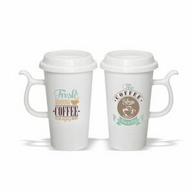 Coffee mug, 13 oz. Green Mug with Lid, Ceramic Mug, Personalised Mug, Custom Mug, Advertising Mug, 6.0625" H x 3.5625" Diameter x 2.5" Diameter
