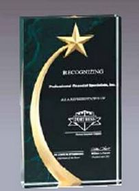 Blank Shooting Star Acrylic Award w/ Green Marble Pattern (4 1/2"x6")