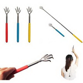 Custom Talon-shped Stainless Steel Extendable Telescoping Back Scratcher, 8 3/5" L x 1 1/2" W