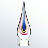 Custom Small Pink Teardrop Designer Art Glass Award, 8