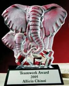 Custom Animal Kingdom Hand Blown Glass Elephant Family Animal Award (5.75")