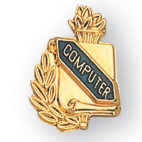 Blank Enameled & Epoxy Domed Scholastic Award Pin (Computer), 5/8" W