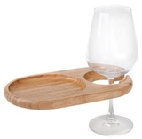 Custom Mini-Oval Bamboo Party Plate with Built In Stemware Holder