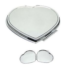 Custom Heart Shape Compact Mirror, 2 1/3" L x 2 1/3" W