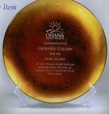 Custom Medium Jade Glass Gold Leaf Round Plate Award