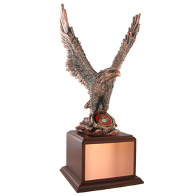 Custom 15-1/2 Inch Eagle Trophy, Bronze Electroplated, 2 Inch Medallion