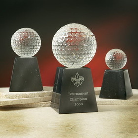 Custom Crystal Golf Ball Award w/ Base (2.25")