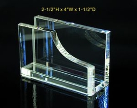 Custom Business Card Holder optical crystal award trophy., 2.5" L x 4" W x 1.5" H