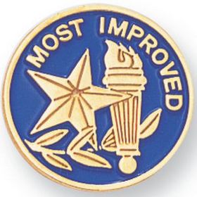 Blank Scholastic Award Round Pin (Most Improved), 3/4" Diameter