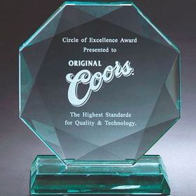 Custom Octagon Jaded Glass Award, 8" L x 7" W x 3/4" Thick