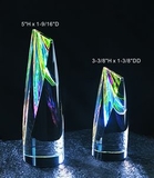 Custom Rainbow Double Slant Cylinder optical crystal award trophy., 3.375