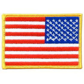 Blank Reverse American U.S. Flag Patch - Embroidered, 3 1/2" L x 2 1/2" W