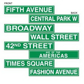Custom New York City Street Sign Cutouts, 4" W x 24" L