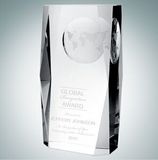 Custom Beveled Globe Column Optical Crystal Award (Medium), 4 1/2