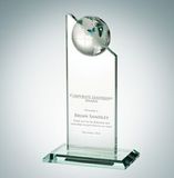 Custom Globe Jade Glass Pinnacle Award (Medium), 8 1/2