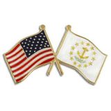 Blank Rhode Island & Usa Crossed Flag Pin, 1 1/8