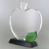 Custom Apple Shaped Optical Crystal Award, 6 1/2