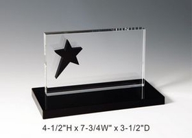 Custom Star Panel Crystal Award Trophy., 4.5" L x 7.75" W x 3.5" H