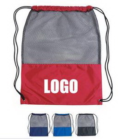 Custom Mesh Polyester Drawstring Bag, 17 3/4" L x 13 3/4" W