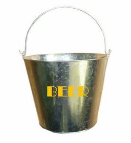 Custom Tin Ice Bucket, 9.4" Diameter x 6.7" Diameter x 17.4" H