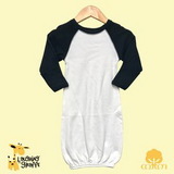 Custom The Laughing Giraffe® Long Sleeve Raglan Cotton Infant Sleeper Gown w/ Mittens - White/Black