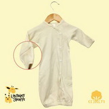 Custom The Laughing Giraffe Long Sleeve Button Down Cotton Infant Sleeper Gown - Natural