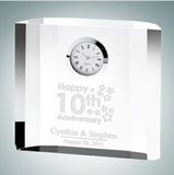 Custom Fantasy Block Optical Crystal Clock, 4 1/2