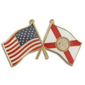 Blank Florida & Usa Flag Pin, 1 1/8" W