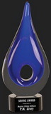 Custom Making a Difference Blue Rain Drop Art Glass Award, 11 1/4