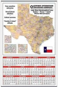 Custom Large State Map Year-In-View Calendar - Louisiana, 20 1/2" W x 34" H