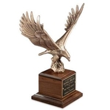 Custom Antique Bronze Majestic Eagle Award on Walnut Base, 11 1/8