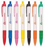 Custom White USA Collection Pen with Colored Clip & Rubber Grip
