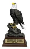 Custom Majestic Resin Eagle Sculpture W/Wood Base & Engraving Plate, 11