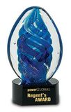 Custom Blue Oval Swirl Art Glass, 6 1/2