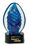 Custom Blue Oval Swirl Art Glass, 6 1/2" H x 3 1/4" W, Price/piece