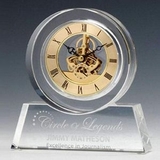 Custom Optical Crystal Tondo Round Clock with Gold Accents, 6