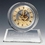 Custom Optical Crystal Tondo Round Clock with Gold Accents, 6" W x 6 1/4" H x 1 1/2" D, Price/piece