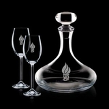 Custom 32 Oz. Crystalline Stratford Decanter W/ 2 Wine Glasses