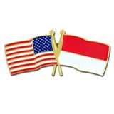 Blank Usa & Indonesia Flag Pin, 1 1/8