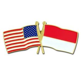 Blank Usa & Indonesia Flag Pin, 1 1/8" W X 1/2" H