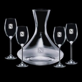 Custom 32 Oz. Crystal Senderwood Carafe with 4 Wine Glasses