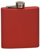 Custom 6 oz. Matte Red Stainless Steel Flask, 3 3/8