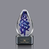 Custom Expedia Hand Blown Art Glass Award w/ Black Base, 5