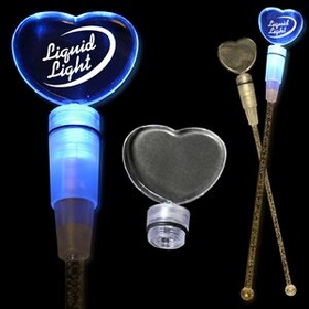 Custom 9" Blue Heart Light-Up Cocktail Stirrers